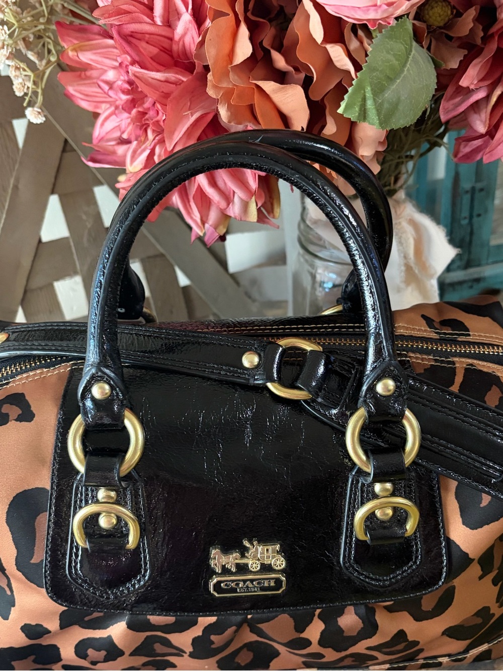 SOLD! RARE! Coach Madison Ocelot Leopard-Print Sabrina Satchel 15553 - Picture 3 of 16